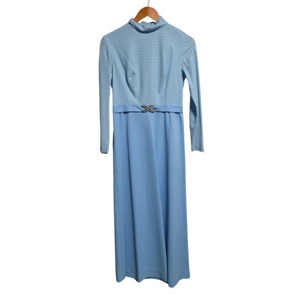 Vintage 1970's Mother of the Bride Dress Blue Size 11 - Picture 3 of 11